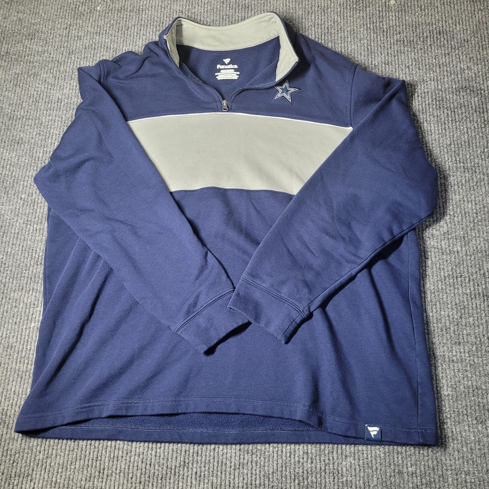 Fanatics Dallas Cowboys Sweater‎ Pullover Men 3XL Blue 1/4 Zip